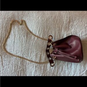 Zara Burgundy Crossbody Bag with Gold Chain